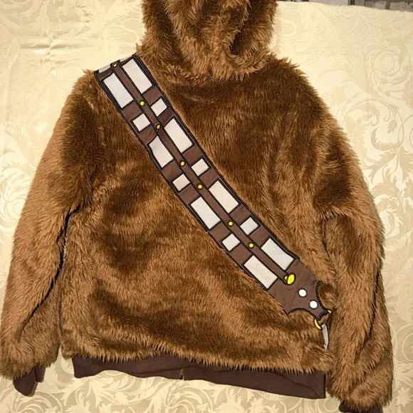 Star Wars Chewbacca Cosplay Costume Furry Hoodie Faux Fur Jacket Men's - Picture 8 of 8